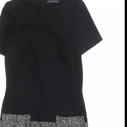 Marks & Spencer Womens Black Colourblock Polyester Sheath Size 8 Boat Neck Zip