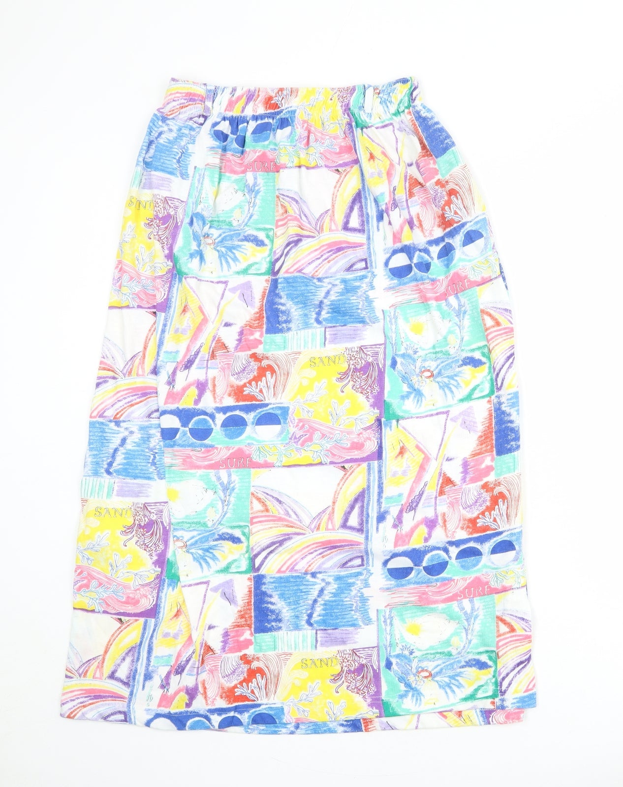 Emreco Womens Multicoloured Geometric Polyester A-Line Skirt Size 12