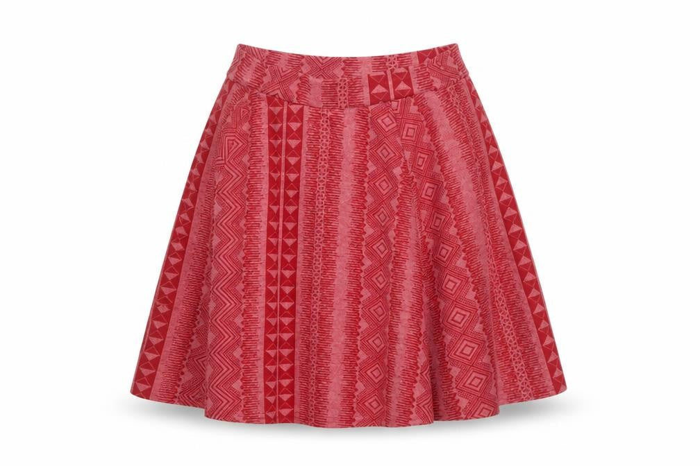 River Island Womens Red Geometric Polyester Swing Skirt Size 10