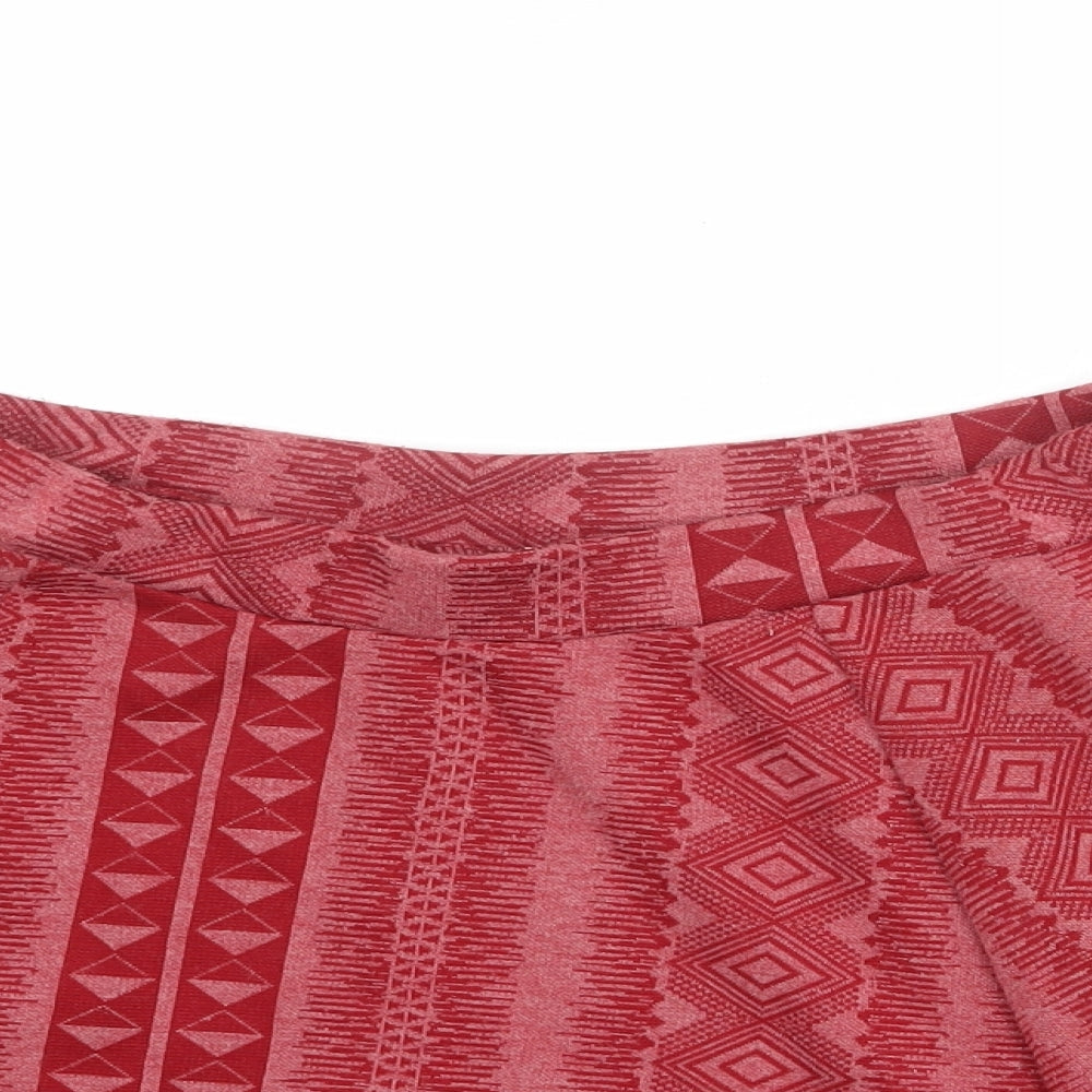 River Island Womens Red Geometric Polyester Swing Skirt Size 10