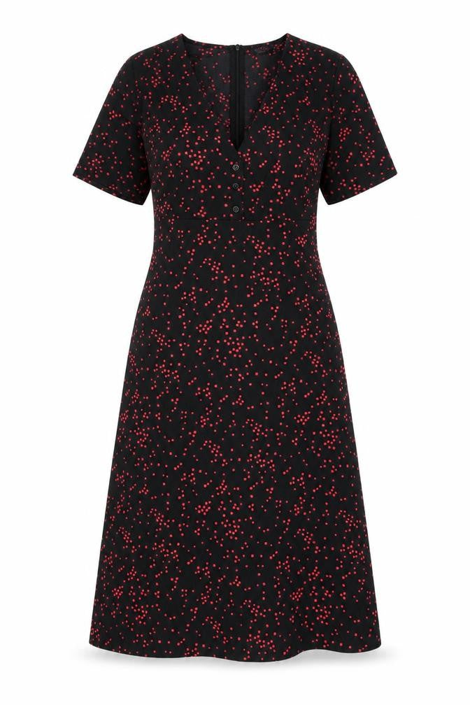 Nasty Gal Womens Black Geometric Polyester A-Line Size 8 V-Neck Zip
