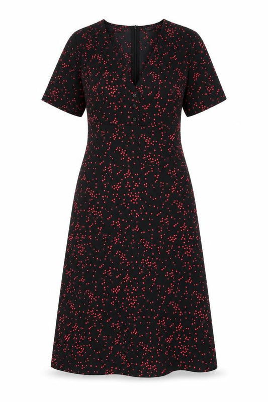Nasty Gal Womens Black Geometric Polyester A-Line Size 8 V-Neck Zip
