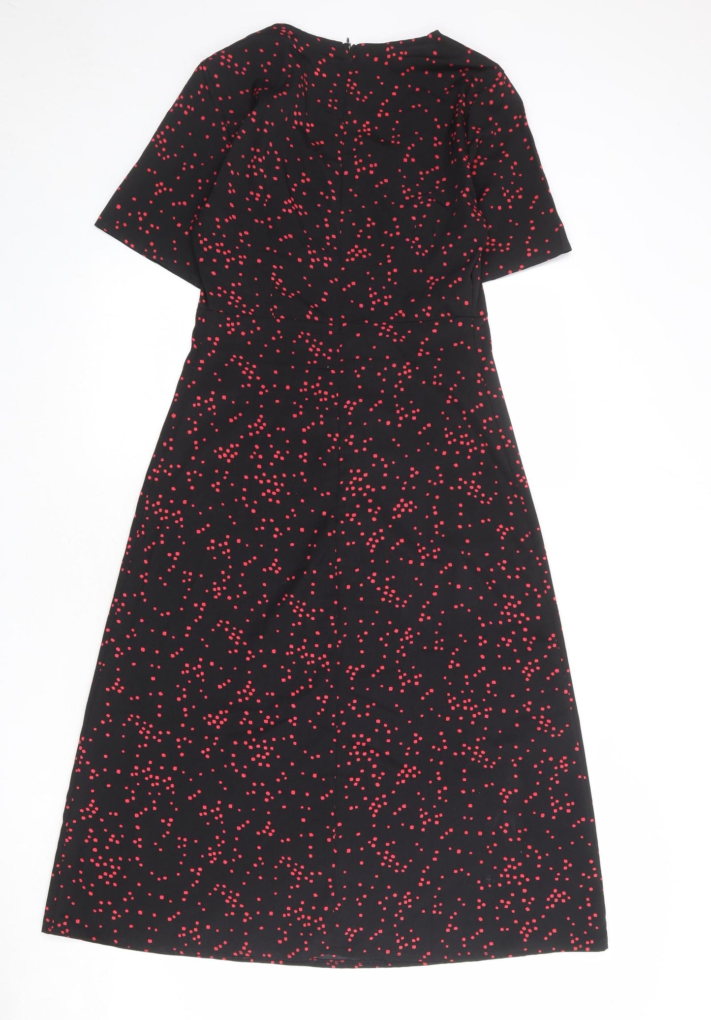 Nasty Gal Womens Black Geometric Polyester A-Line Size 8 V-Neck Zip