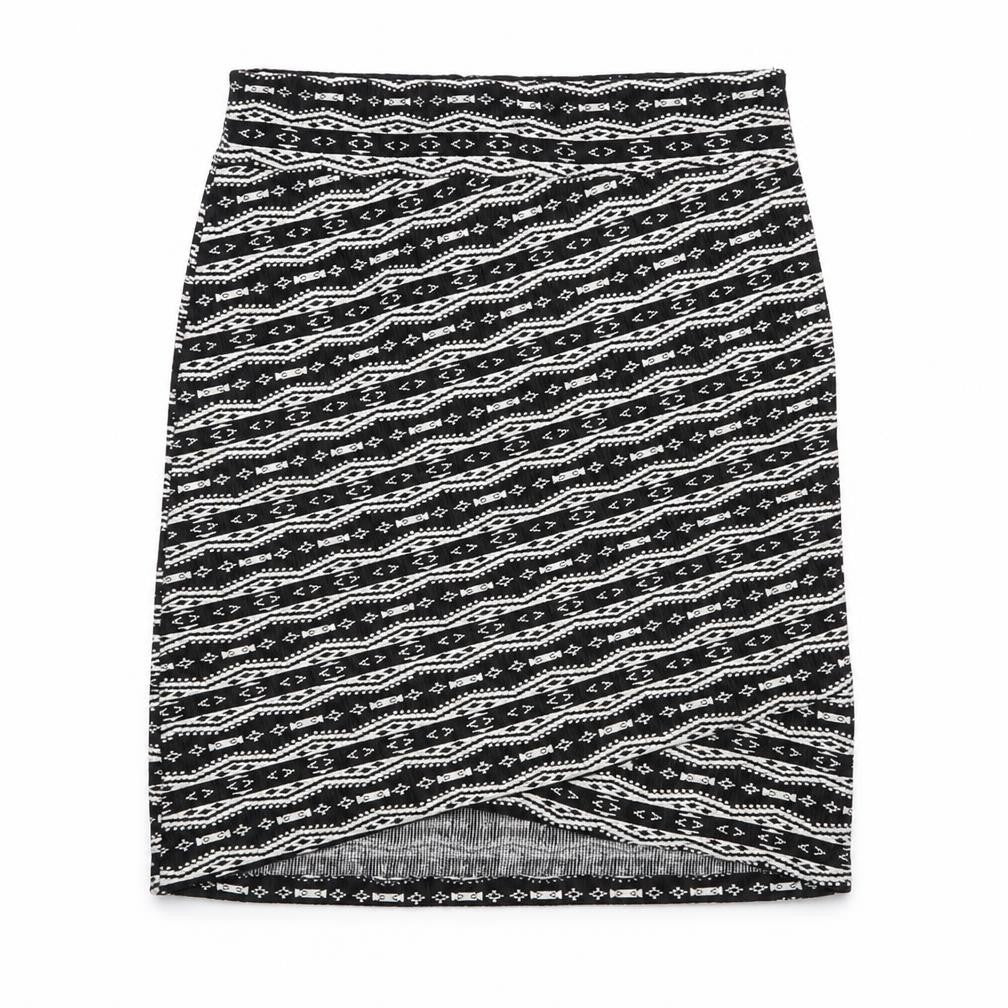 Stradivarius Womens Black Geometric Polyester A-Line Skirt Size S