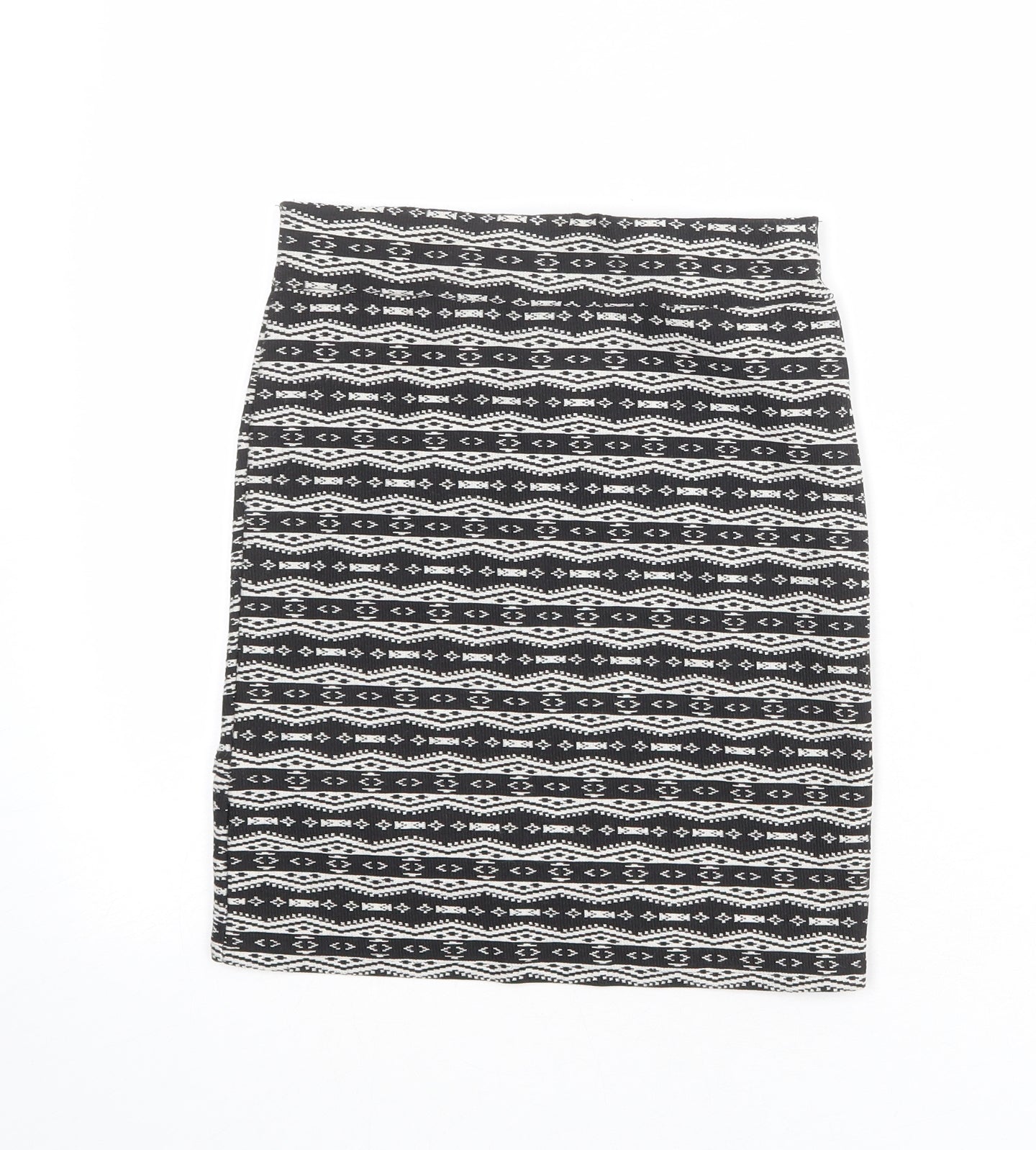 Stradivarius Womens Black Geometric Polyester A-Line Skirt Size S