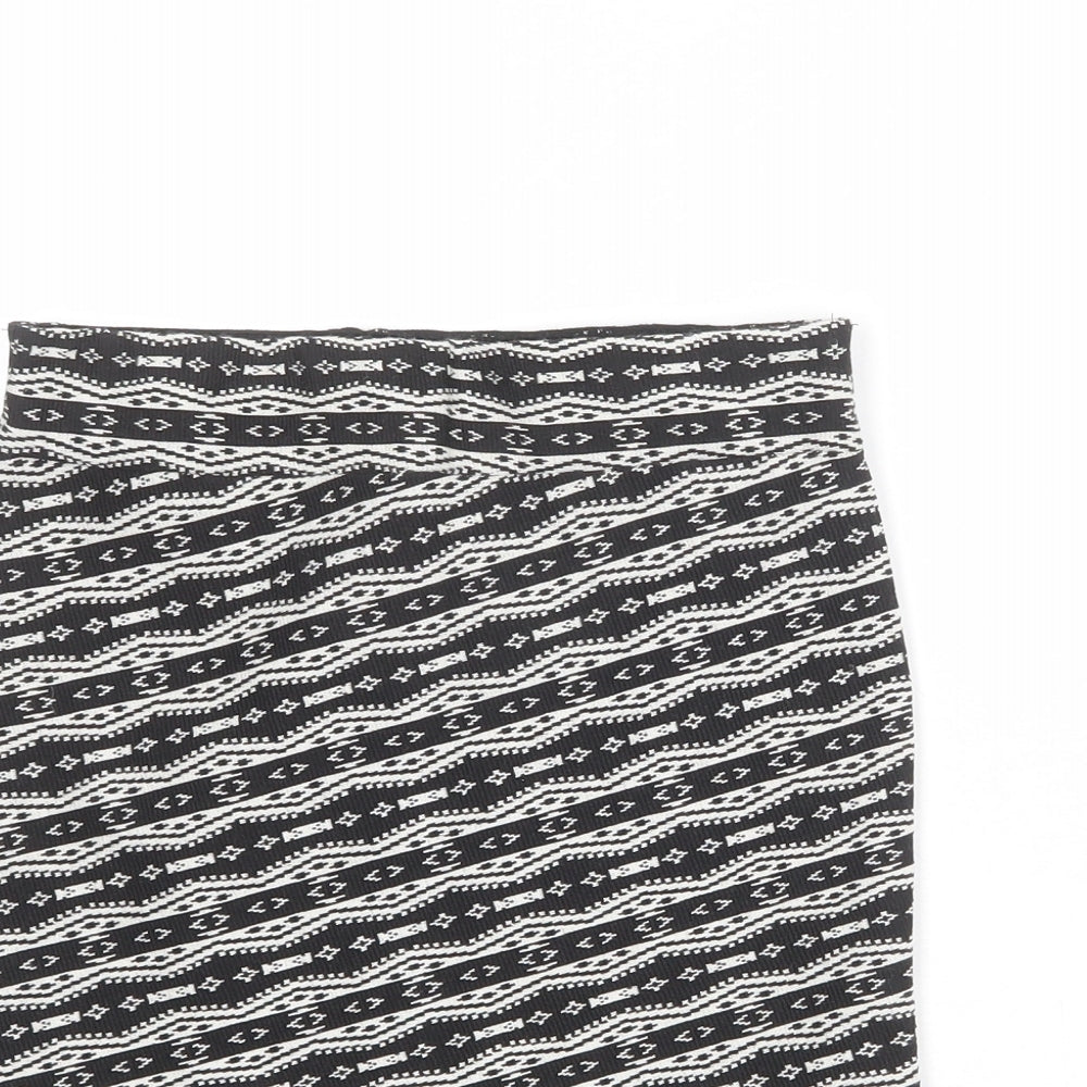 Stradivarius Womens Black Geometric Polyester A-Line Skirt Size S