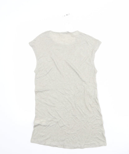 Zara Womens Grey Lyocell Basic T-Shirt Size M Round Neck