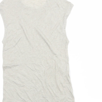 Zara Womens Grey Lyocell Basic T-Shirt Size M Round Neck