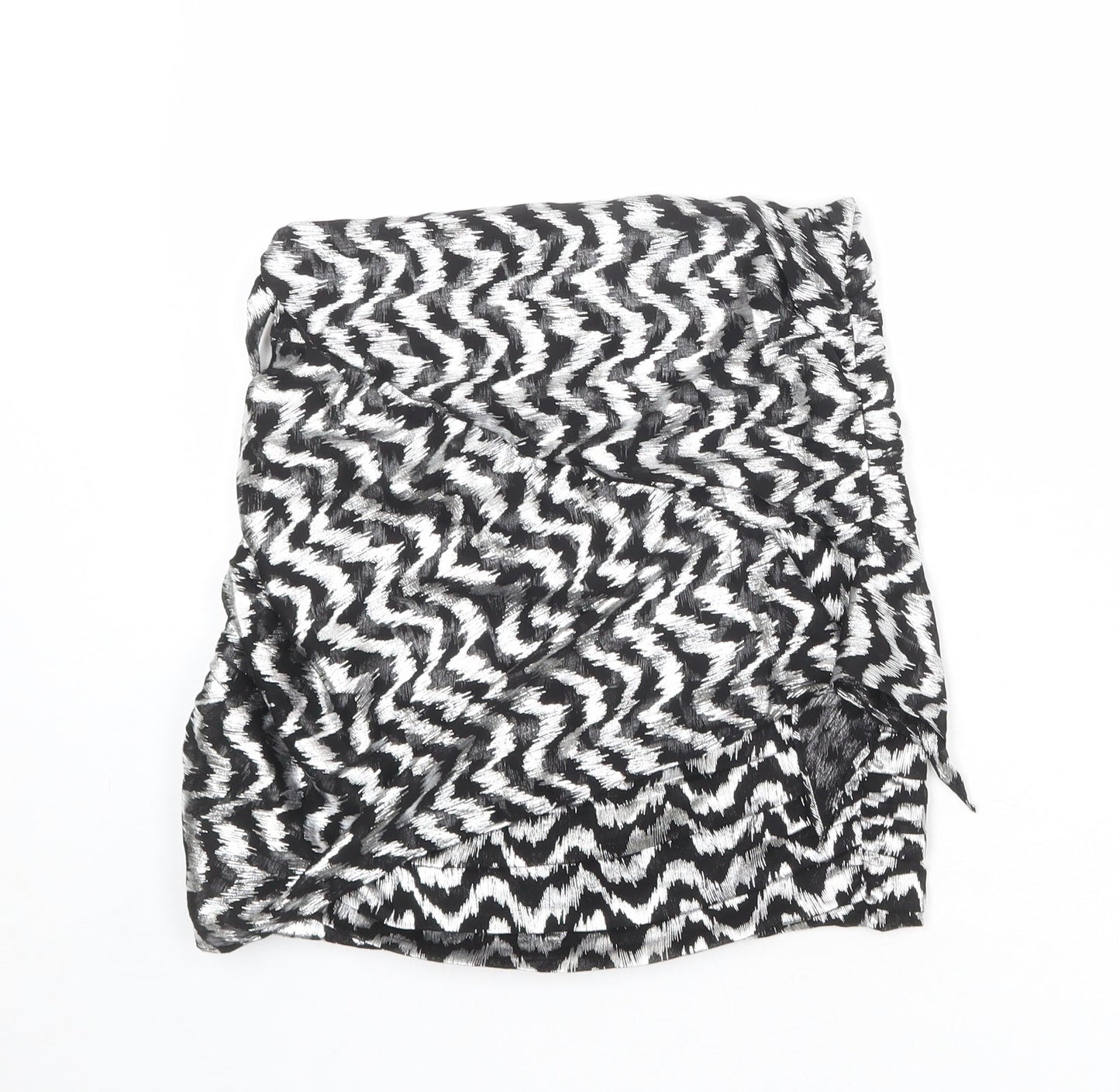 Zara Womens Silver Geometric Polyester A-Line Skirt Size XS Zip