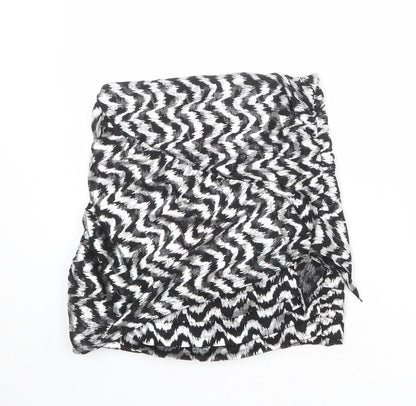 Zara Womens Silver Geometric Polyester A-Line Skirt Size XS Zip