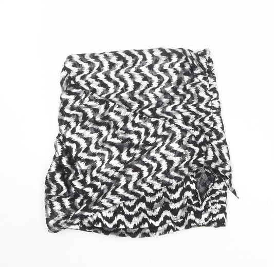 Zara Womens Silver Geometric Polyester A-Line Skirt Size XS Zip