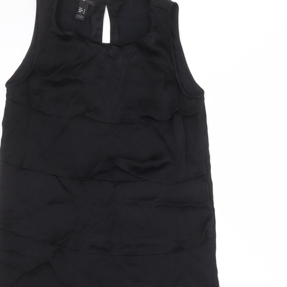 Mango Womens Black Polyester Shift Size M Round Neck Button