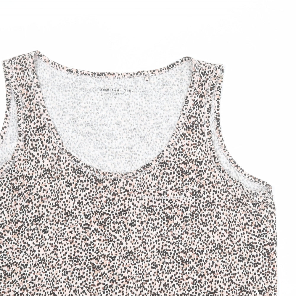 Debenhams Womens Multicoloured Geometric 100% Cotton Basic Tank Size 18 Scoop Neck