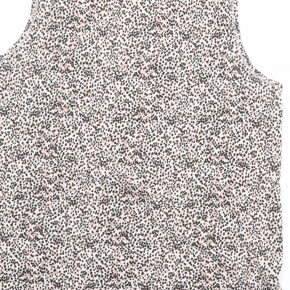 Debenhams Womens Multicoloured Geometric 100% Cotton Basic Tank Size 18 Scoop Neck