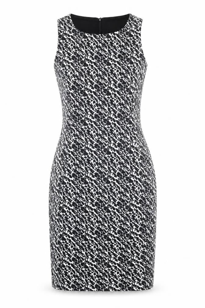 H&M Womens Black Geometric Polyester Shift Size S Round Neck Zip