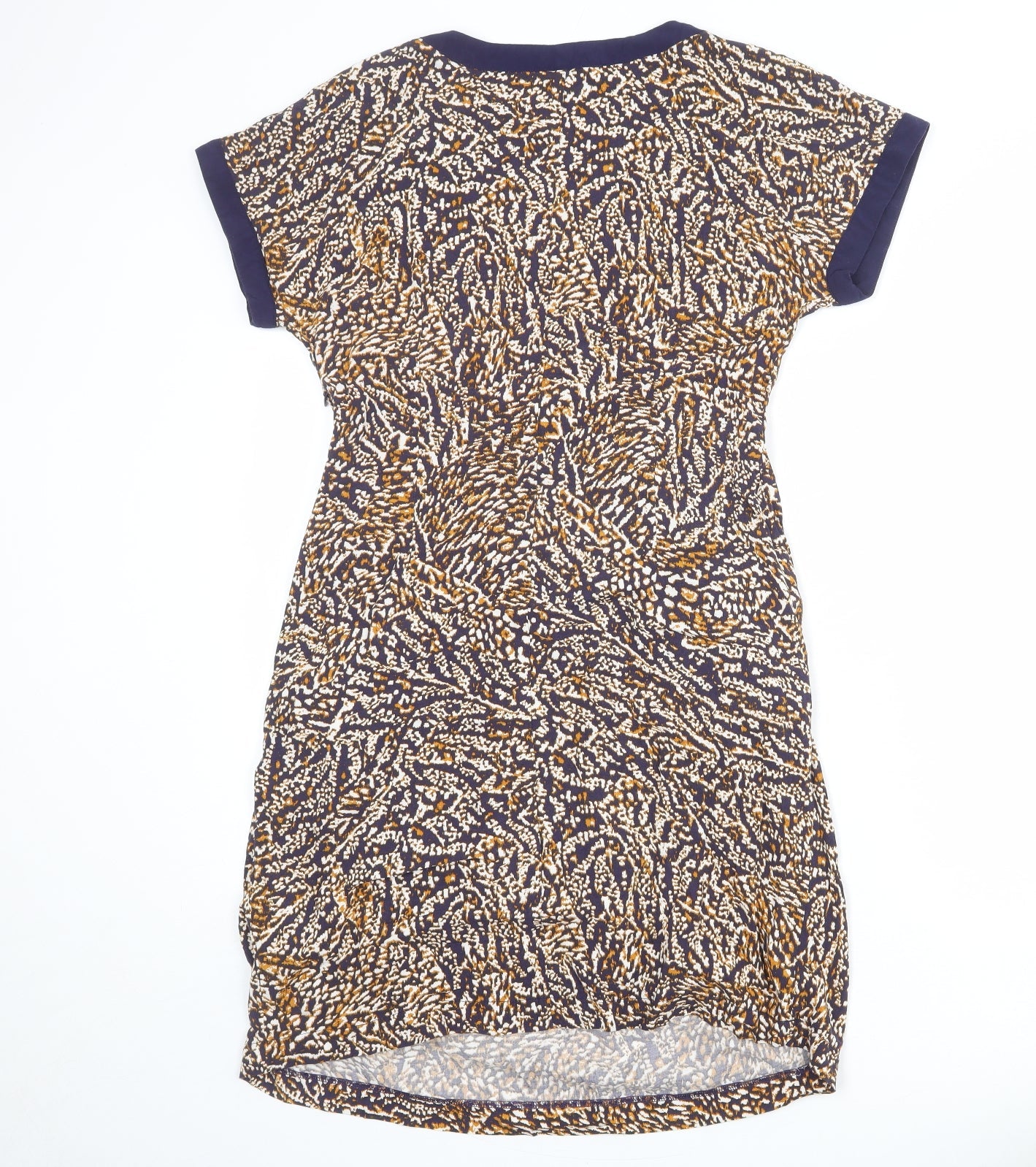 Marks and Spencer Womens Multicoloured Animal Print Viscose A-Line Size 10 V-Neck Zip - Tiger pattern