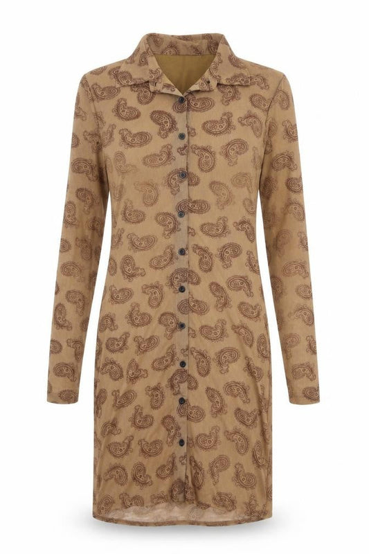 Motel Rocks Womens Brown Paisley Polyester Shirt Dress Size M Collared Button