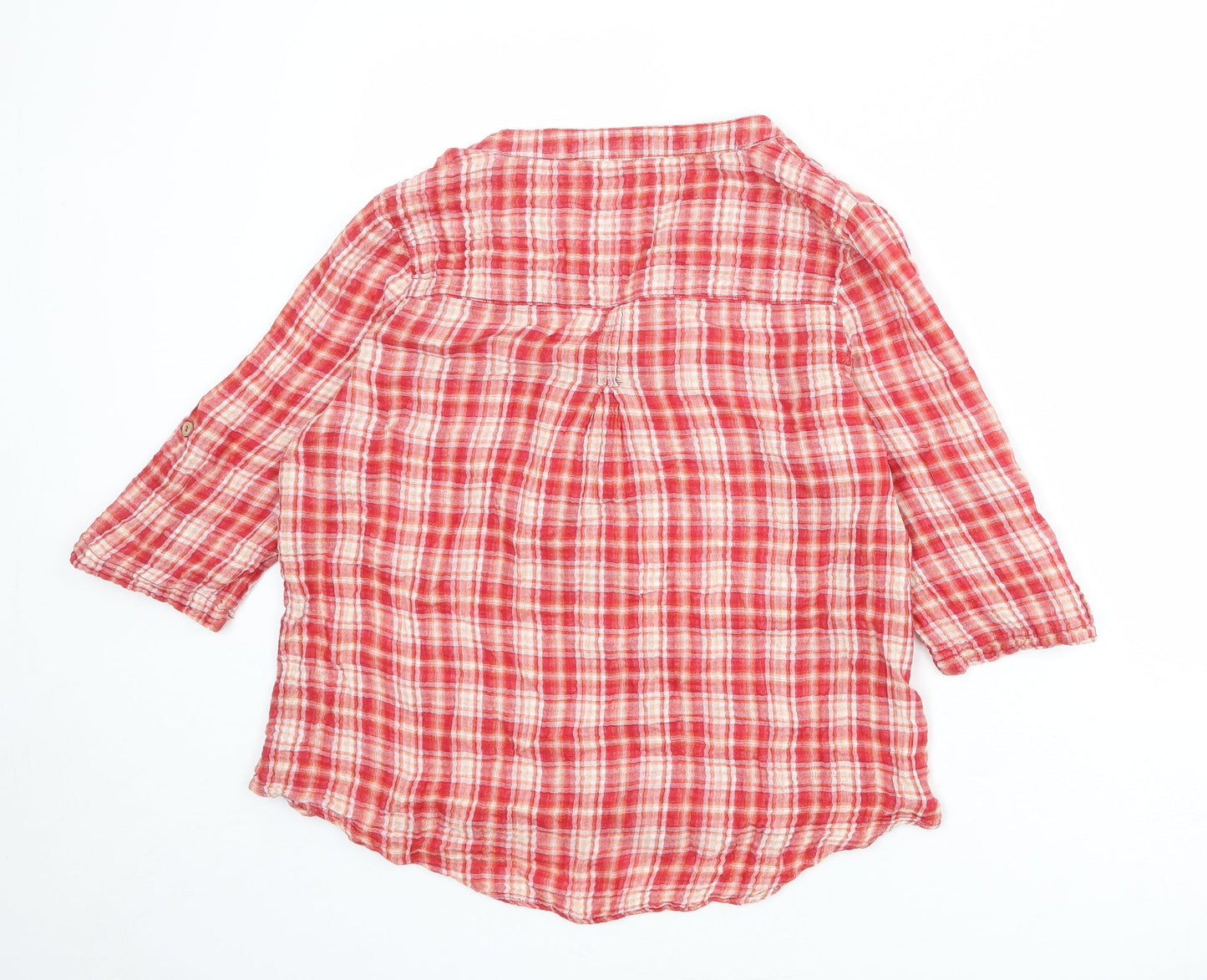 Velvet Heart Womens Red Plaid Cotton Basic Blouse Size L V-Neck