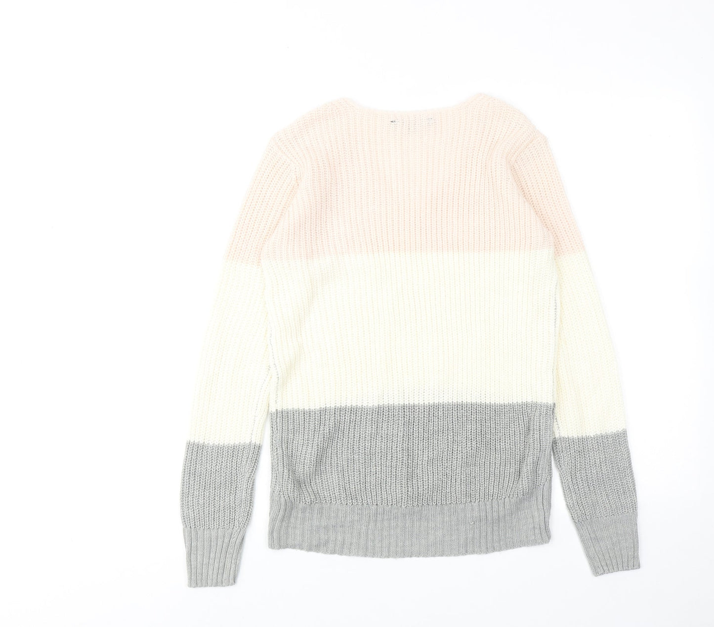 TALLY WEiJL Womens Multicoloured V-Neck Striped Acrylic Pullover Jumper Size XS