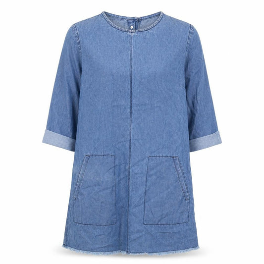 Boohoo Womens Blue Cotton Shift Size 8 Boat Neck Button