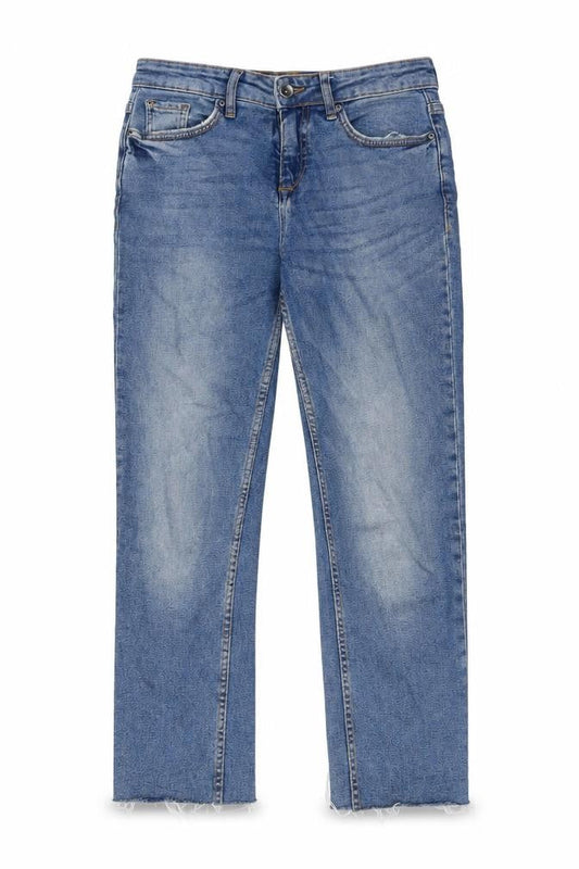 b.young Womens Blue Cotton Straight Jeans Size 27 in Regular Zip - Frayed Hem