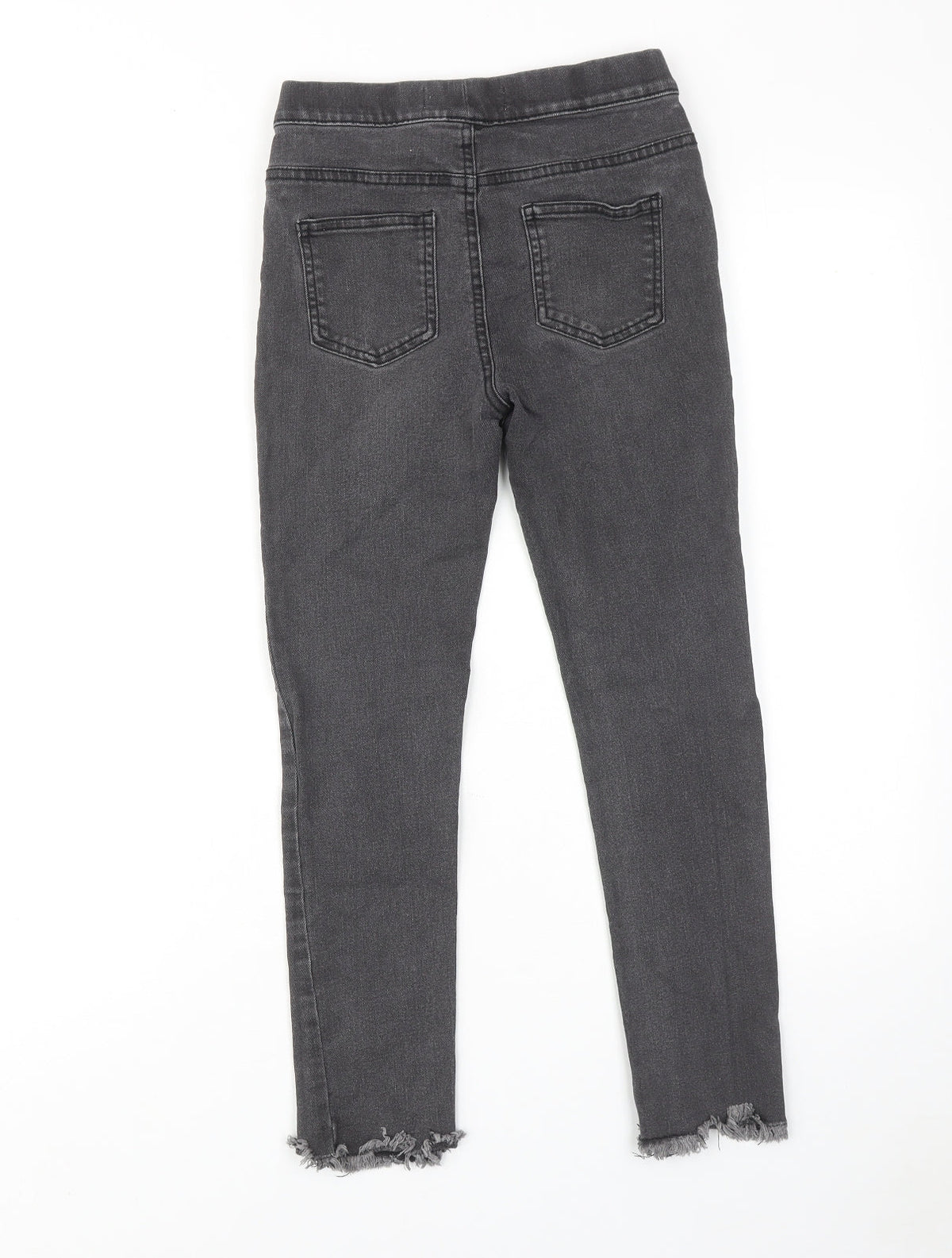 Denim & Co. Girls Grey Cotton Skinny Jeans Size 10-11 Years Regular Pullover