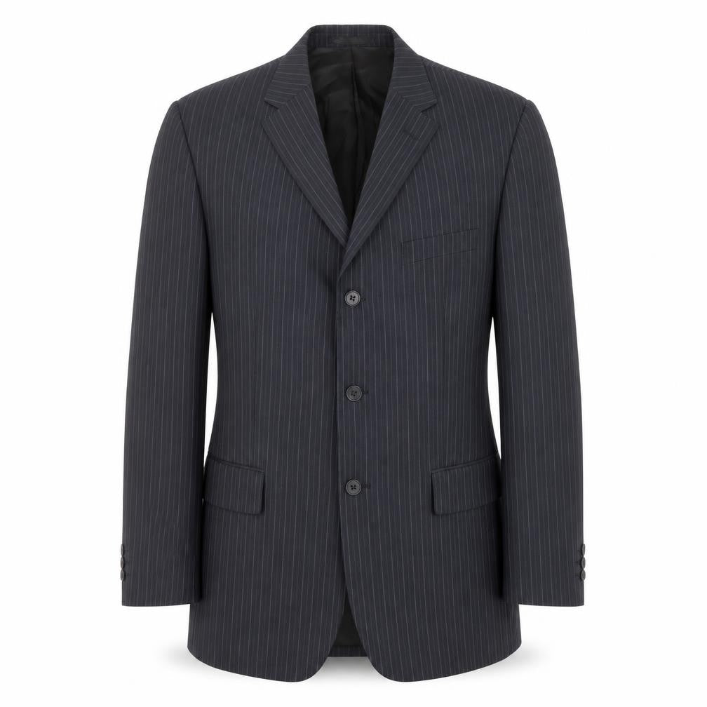 Burton Mens Black Striped Polyester Jacket Suit Jacket Size 40 Regular