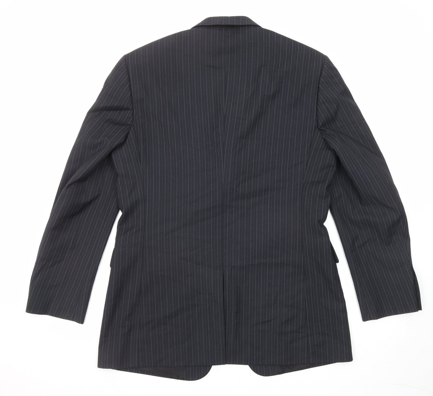Burton Mens Black Striped Polyester Jacket Suit Jacket Size 40 Regular