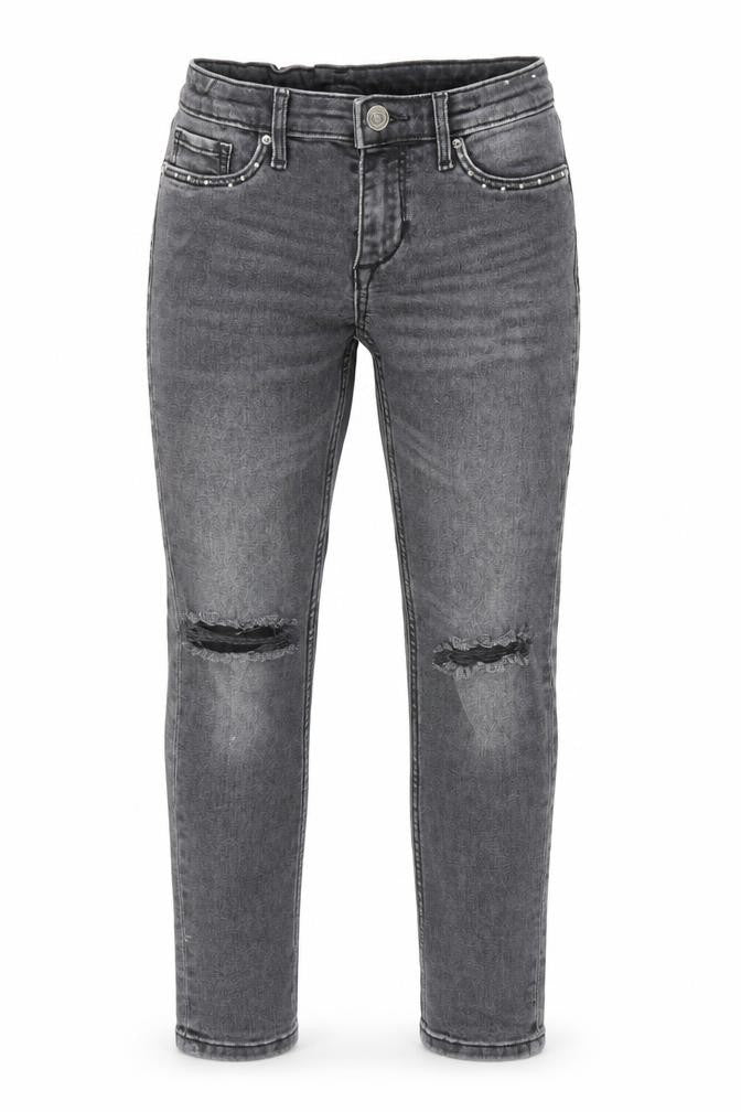 H&M Girls Black Cotton Skinny Jeans Size 9-10 Years Regular Zip - Distressed