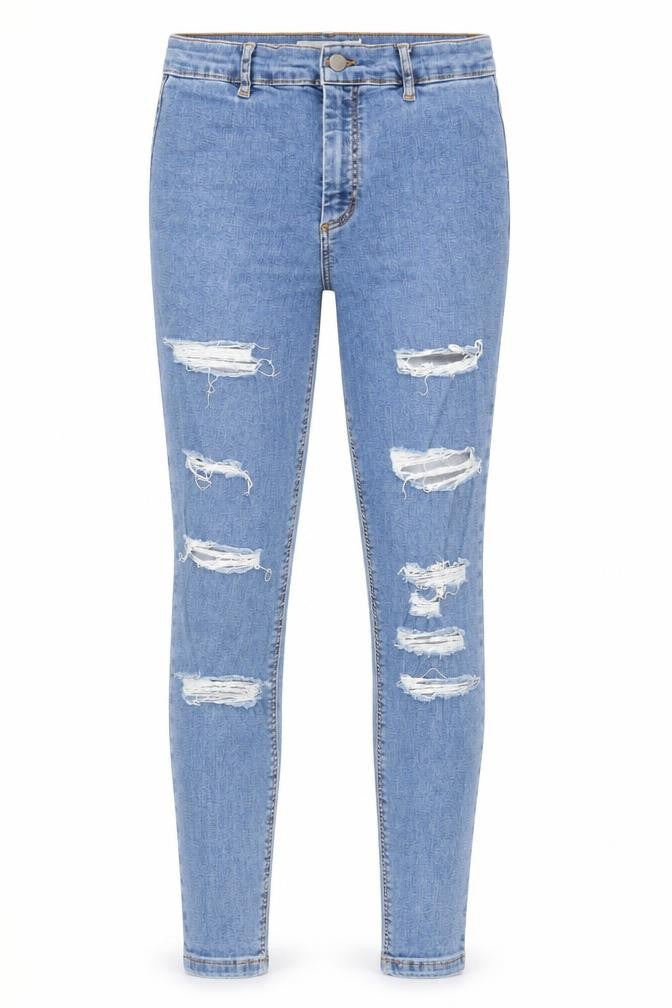 Topshop Womens Blue Cotton Skinny Jeans Size 30 in Regular Zip