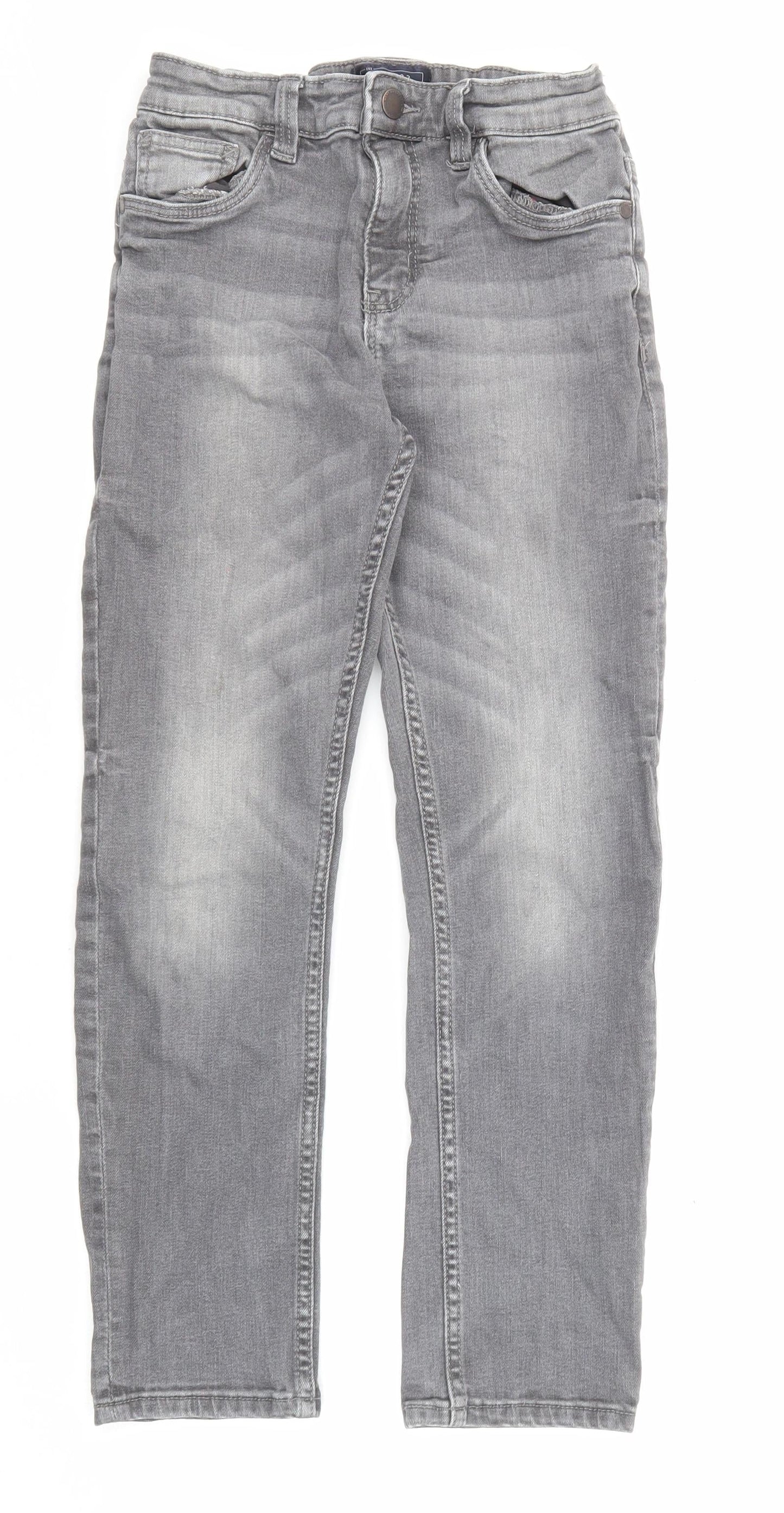 NEXT Boys Grey Cotton Straight Jeans Size 9 Months Regular Zip