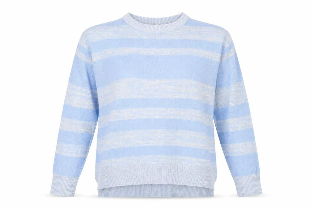 Capsule Womens Blue Round Neck Striped Acrylic Pullover Jumper Size S