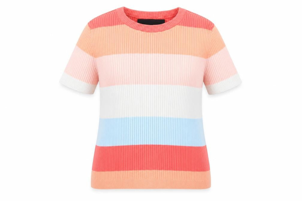 VERO MODA Womens Multicoloured Round Neck Striped Cotton Pullover Jumper Size L