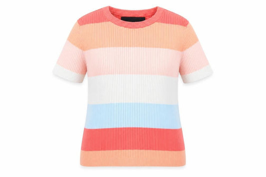 Vero Moda Womens Multicoloured Round Neck Striped Cotton Pullover Jumper Size L