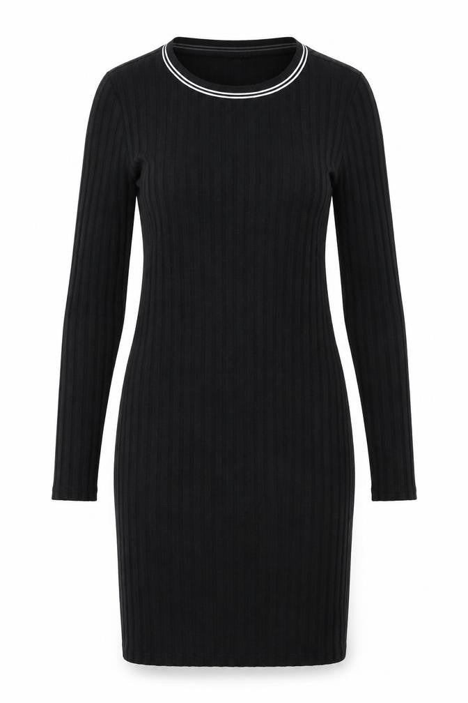 H&M Womens Black Polyester Mini Size 6 Round Neck Pullover - Ribbed