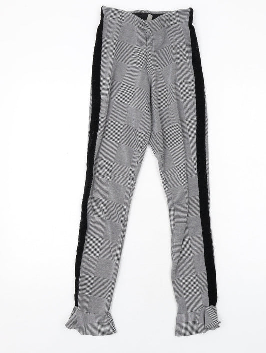 ASOS Womens Grey Plaid Polyester Trousers Size 4 Regular