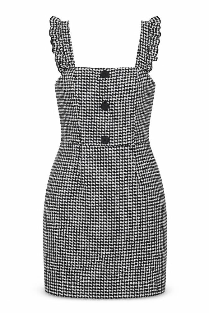 New Look Womens Black Geometric Polyester Mini Size 6 Square Neck Zip