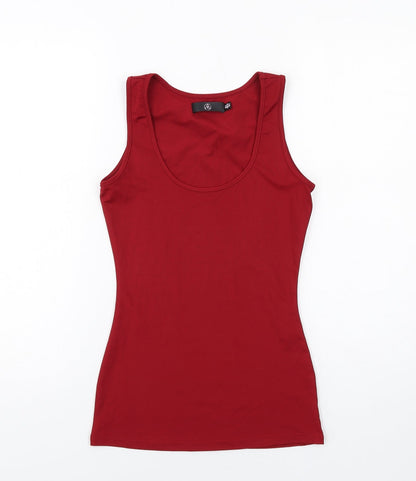 Additional front view of Missguided women’s red polyester basic tank, size UK 4, scoop neck