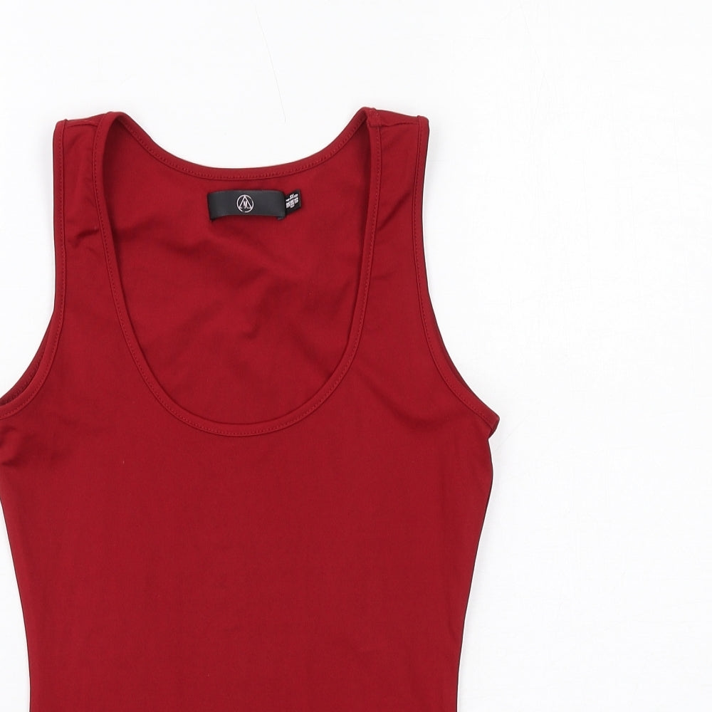 Missguided Womens Red Polyester Basic Tank Size 4 Scoop Neck