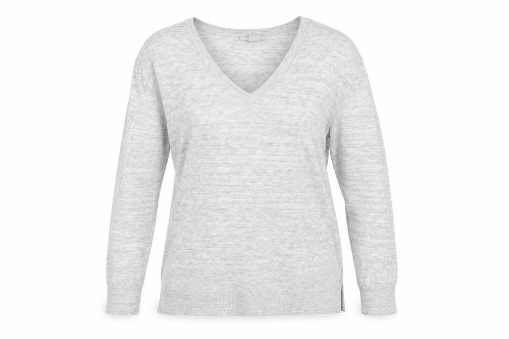 H&M Womens Grey V-Neck Viscose Pullover Jumper Size L