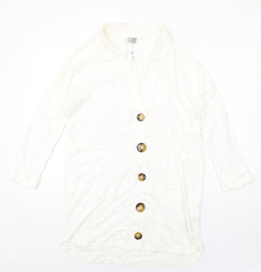 ASOS Womens Ivory Cotton Shirt Dress Size 4 Collared Pullover
