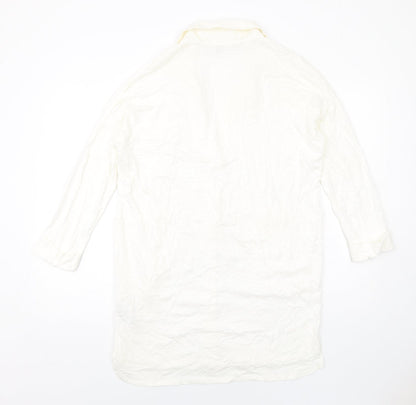 Back view of ASOS women’s ivory cotton shirt dress, size UK 4, collared pullover