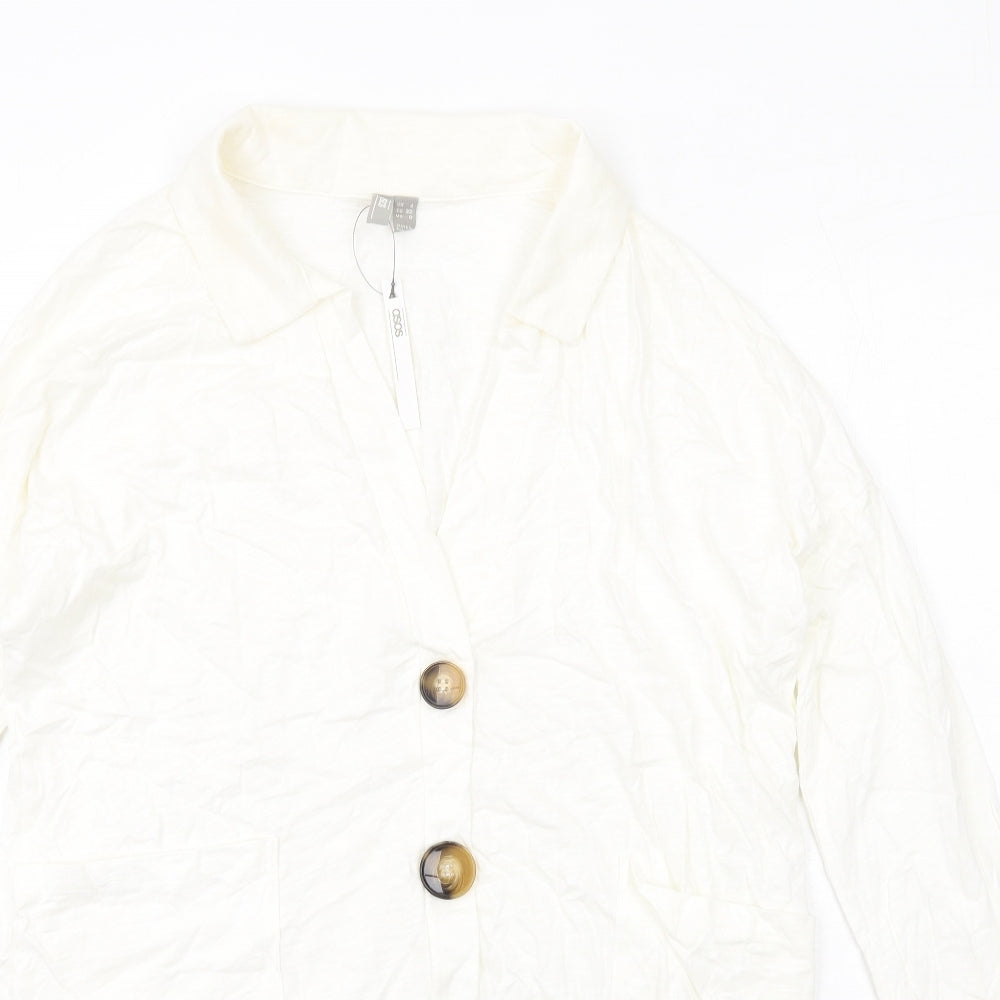 ASOS Womens Ivory Cotton Shirt Dress Size 4 Collared Pullover