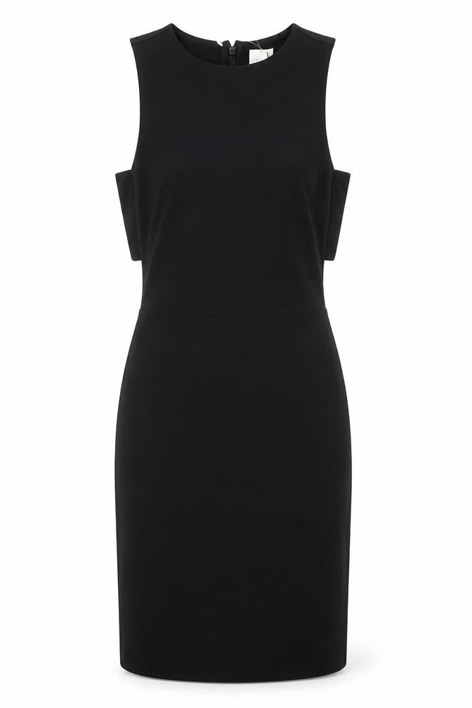 H&M Womens Black Colourblock Polyester Shift Size 4 Round Neck Zip