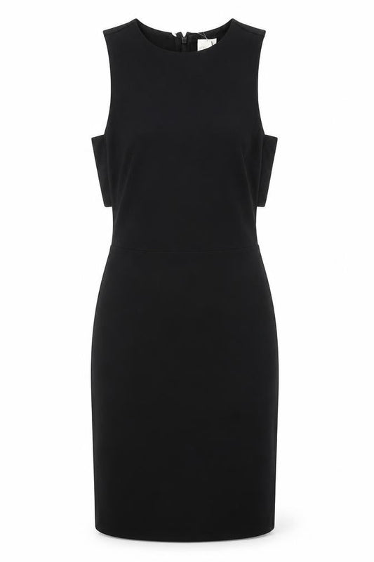 H&M Womens Black Colourblock Polyester Shift Size 4 Round Neck Zip