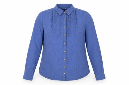 Dash Womens Blue Striped Cotton Basic Button-Up Size 14 Collared