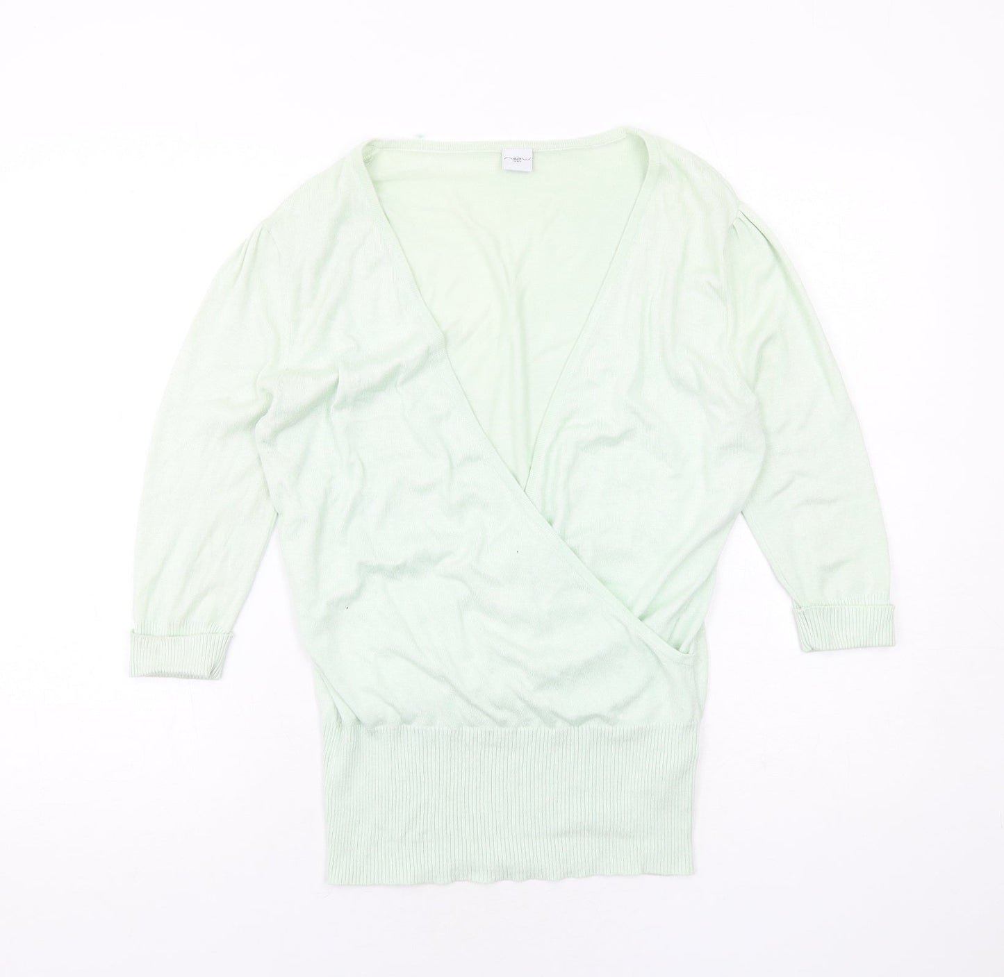 New Look Womens Green V-Neck Viscose Pullover Jumper Size 10