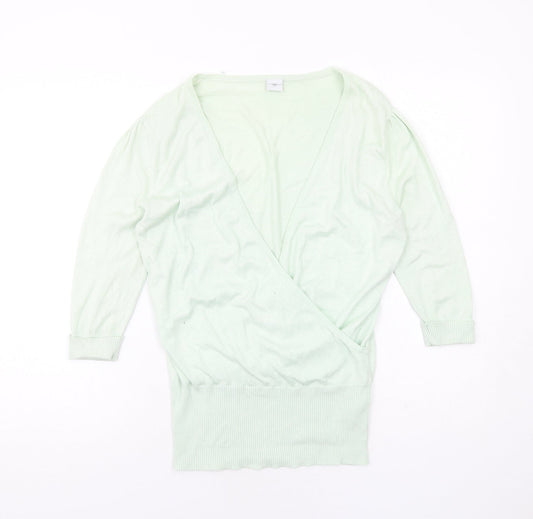 New Look Womens Green V-Neck Viscose Pullover Jumper Size 10