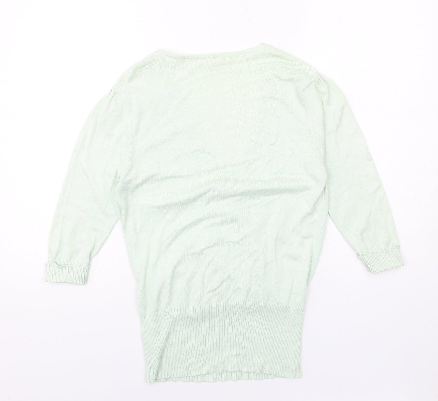 New Look Womens Green V-Neck Viscose Pullover Jumper Size 10
