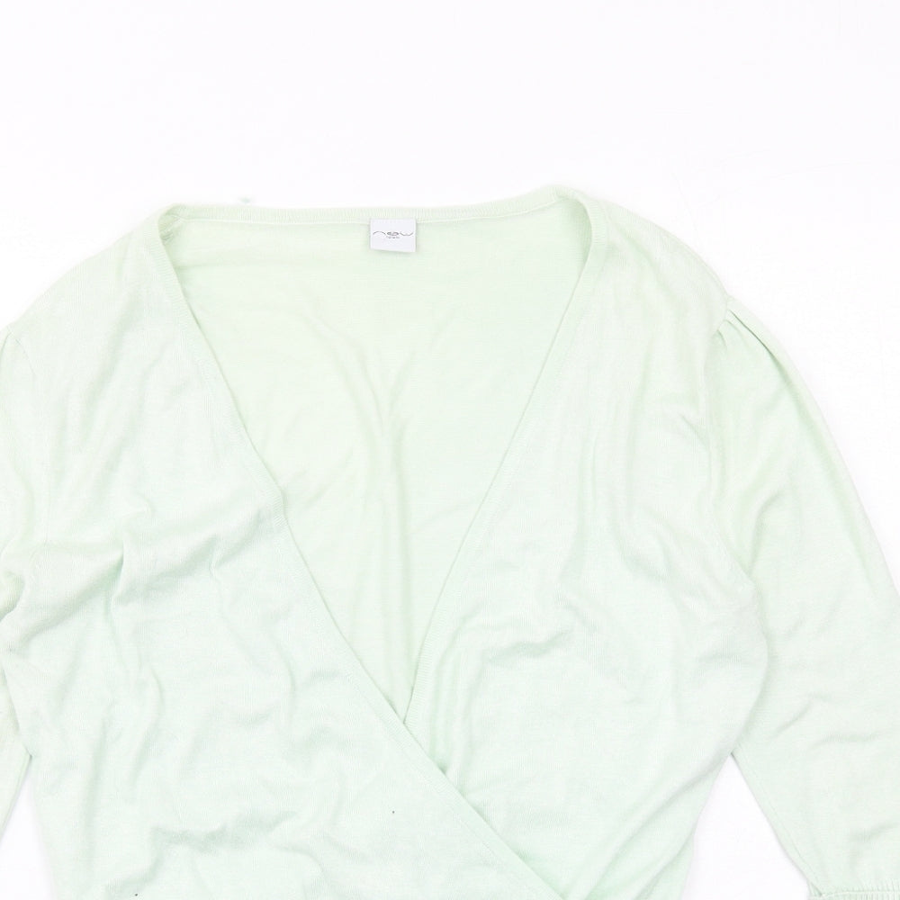 New Look Womens Green V-Neck Viscose Pullover Jumper Size 10